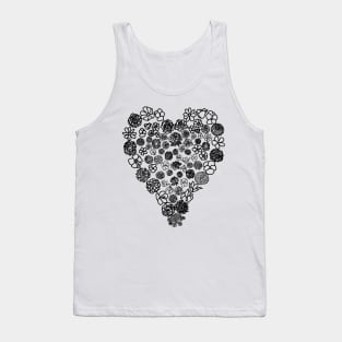 Black and White Floral Heart of Flowers Mothers Day Tank Top